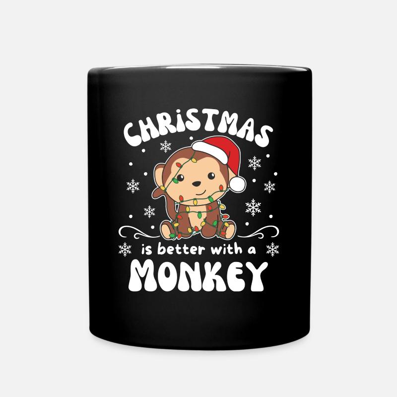 Weihnachten ist besser mit einem Affe - Tasse einfarbig - Schwarz