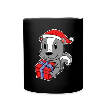 Skunk avec chapeau de Noël - Mug uni - noir - Devant