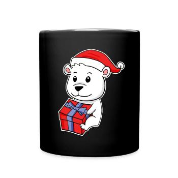 Ours polaire avec chapeau de Noël - Mug uni - noir - Devant