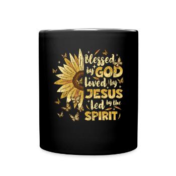 Jesus Christ God Sunflower By God Love - Full Colour Mug - black - Front