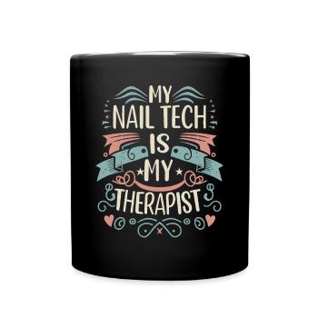 My Tech Nail Is My Therapist Nail Art - Full Colour Mug - black - Front