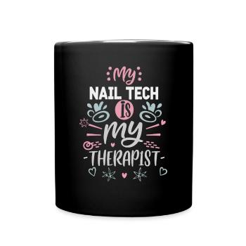 My Tech Nail Is My Therapist Nail Art - Full Colour Mug - black - Front