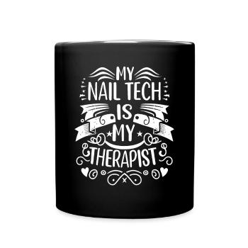 My Tech Nail Is My Therapist Nail Art - Full Colour Mug - black - Front