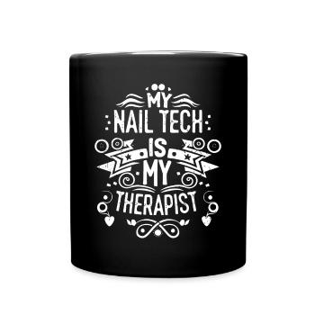 My Tech Nail Is My Therapist Nail Art - Full Colour Mug - black - Front
