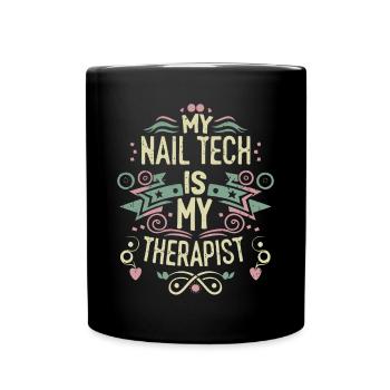 My Tech Nail Is My Therapist Nail Art - Full Colour Mug - black - Front