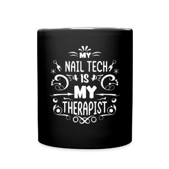 My Tech Nail Is My Therapist Nail Art - Full Colour Mug - black - Front