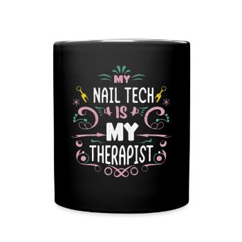 My Tech Nail Is My Therapist Nail Art - Full Colour Mug - black - Front