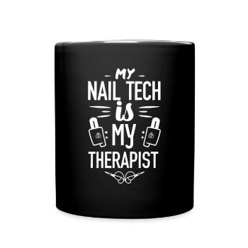 My Tech Nail Is My Therapist Nail Art - Full Colour Mug - black - Front