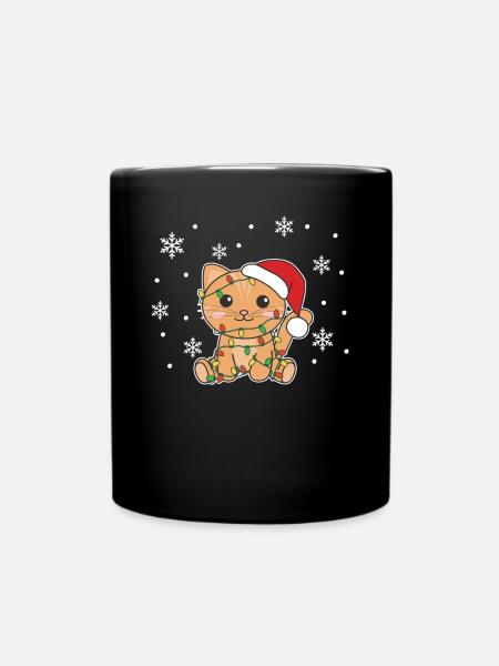 Katze Weihnachten Winter Tiere Katzen - Tasse einfarbig - Schwarz
