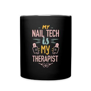 My Tech Nail Is My Therapist Nail Art - Full Colour Mug - black - Front