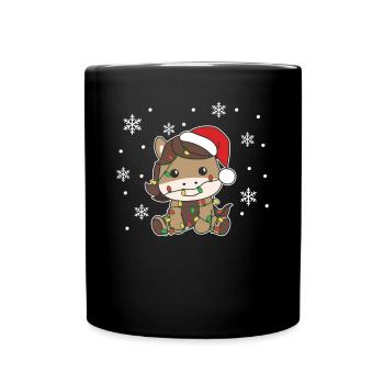 Cheval, Noël, Hiver, Animaux, Chevaux - Mug uni - noir - Devant