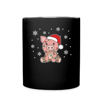 Cochon Noël Hiver Animaux Cochons - Mug uni - noir - Devant
