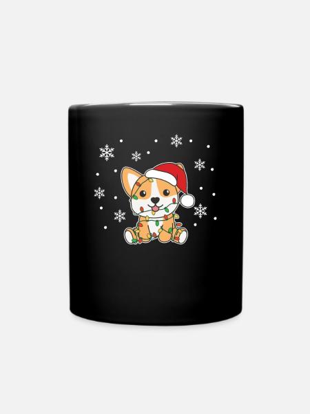 Corgi Weihnachten Winter Tiere Hunde - Tasse einfarbig - Schwarz