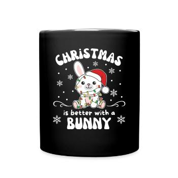 Weihnachten ist besser mit einem Hase - Tasse einfarbig - Schwarz - Vorne