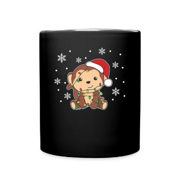 Monkey Christmas Winter Animals Monkey - Full Colour Mug - black - Front