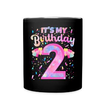 Mon 2ème anniversaire 2 ans fille cadeau deux - Mug uni - noir - Devant