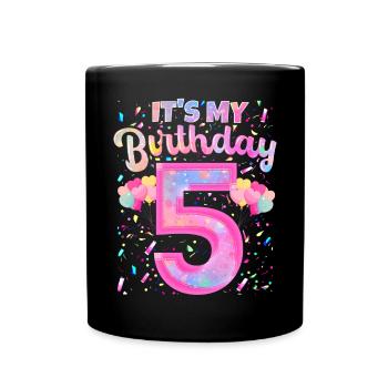 Mon 5e anniversaire 5 ans fille cadeau cinq - Mug uni - noir - Devant