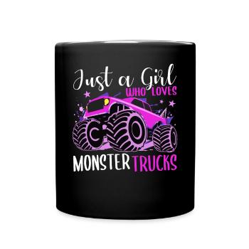Mädchen Power Monster Truck Flair - Tasse einfarbig - Schwarz - Vorne