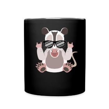 Rockendes Opossum Lebensfreude Pur - Tasse einfarbig - Schwarz - Vorne