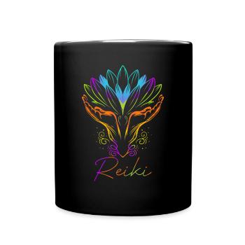 Energy Chakra Holistic Healing Hands Reiki - Full Colour Mug - black - Front