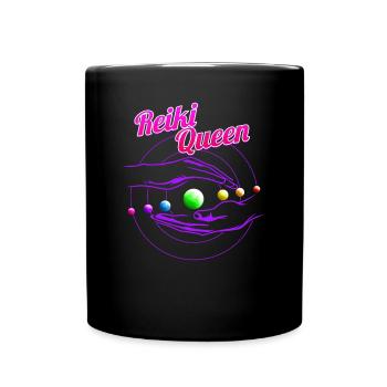 Chakra Holistic Healing Hands Reiki Queen - Full Colour Mug - black - Front