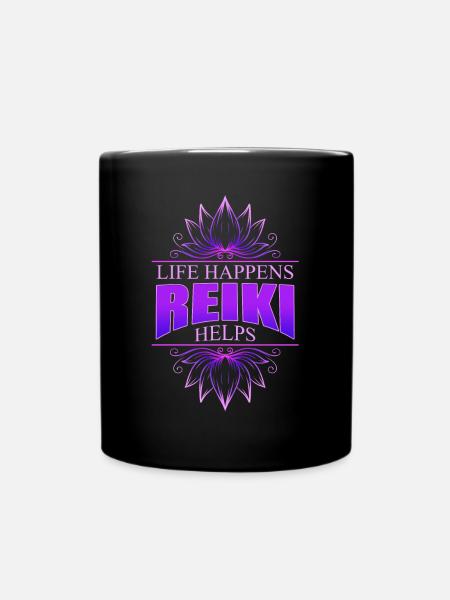 Life Happens Reiki Helps Lotus Reiki - Tasse einfarbig - Schwarz