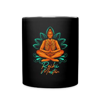 Chakra Holistic Healing Hands Buddha Reiki Master - Tasse einfarbig - Schwarz - Vorne