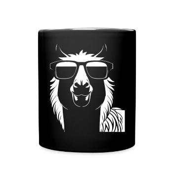 Drôle d’alpaga portant des lunettes de soleil cool alpagas - Mug uni - noir - Devant