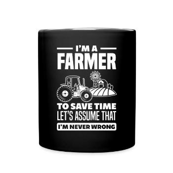 Lustiges Bauer Bauernhof Landwirt Geschenk - Tasse einfarbig - Schwarz - Vorne