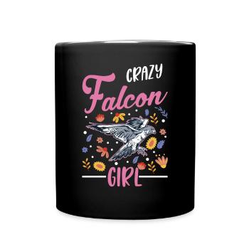 Verrücktes Falken Mädchen - Tasse einfarbig - Schwarz - Vorne