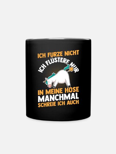Ich Furze Nicht Einhorn - Tasse einfarbig - Schwarz