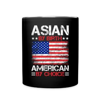 Asiatisch-amerikanische US-Flagge - Tasse einfarbig - Schwarz - Vorne