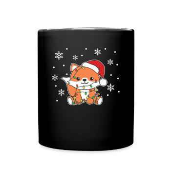 Renard, Noël, Hiver, Animaux, Renard - Mug uni - noir - Devant