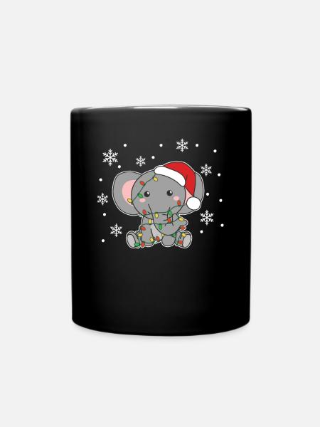 Elefant Weihnachten Winter Tiere Elefanten - Tasse einfarbig - Schwarz