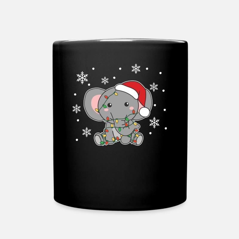 Elefant Weihnachten Winter Tiere Elefanten - Tasse einfarbig - Schwarz