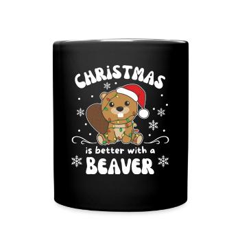Noël, c’est mieux avec un castor - Mug uni - noir - Devant