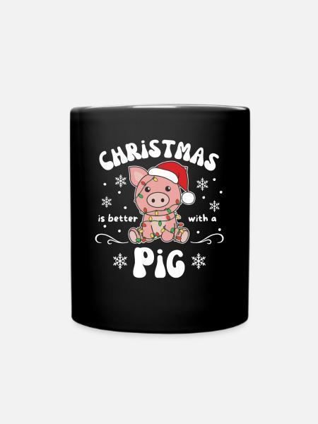 Weihnachten ist besser mit einem Schwein - Ensfarvet krus - sort