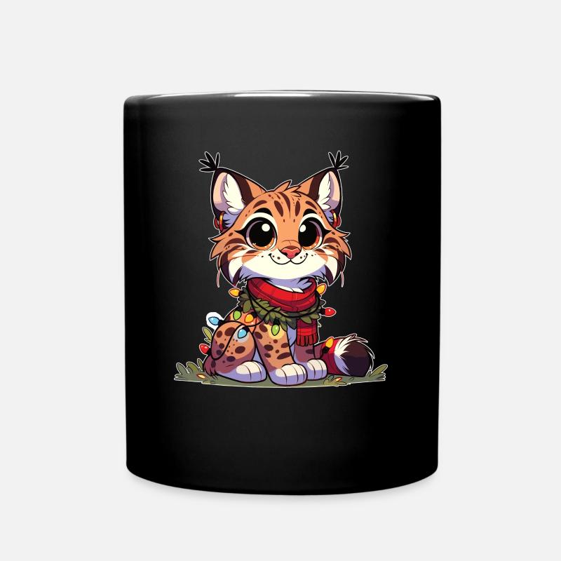 Weihnachtsmütze Weihnachten Lichterkette Luchs - Tasse einfarbig - Schwarz