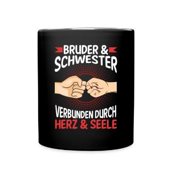 Geschwister Bruder und Schwester - Tasse einfarbig - Schwarz - Vorne