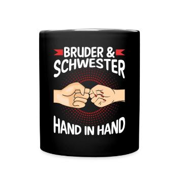 Geschwister Bruder und Schwester - Tasse einfarbig - Schwarz - Vorne