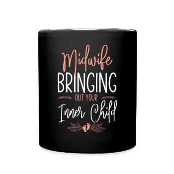 Nurse Midwife Birth Worker Pun - Full Colour Mug - black - Front