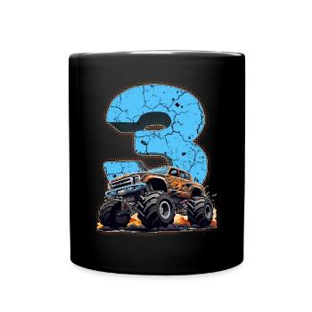 Monster Truck 3ème cadeau d’anniversaire garçon de 3 ans - Mug uni - noir - Devant