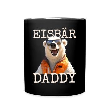 Eisbär Daddy Papa Bären Dad Vatertag Süße Eisbären - Tasse einfarbig - Schwarz - Vorne