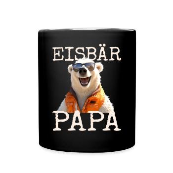 Eisbär Papa Daddy Bären Dad Vatertag Süße Eisbären - Tasse einfarbig - Schwarz - Vorne