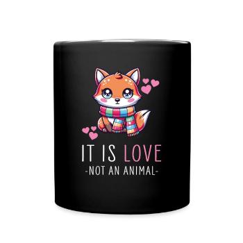 Kawaii Fuchs mit Schal Kunst - Es ist Liebe nicht an - Tasse einfarbig - Schwarz - Vorne