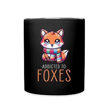 Entzückender Kawaii-Fuchs mit Schal-Grafik für Fuchs - Tasse einfarbig - Schwarz - Vorne