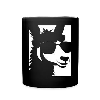 Funny Llama Wearing Sunglasses Cool Llamas - Full Colour Mug - black - Front