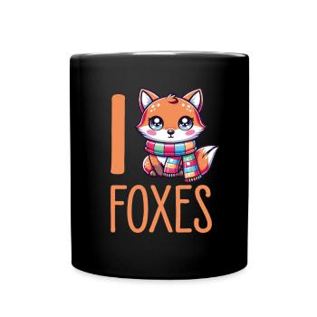 Charmant renard kawaii avec écharpe - parfait pour le renard - Mug uni - noir - Devant