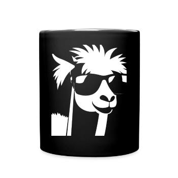 Funny Llama Wearing Sunglasses Cool Llamas - Full Colour Mug - black - Front