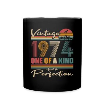 50th Birthday Vintage 1974 Vintage 1974 - Full Colour Mug - black - Front